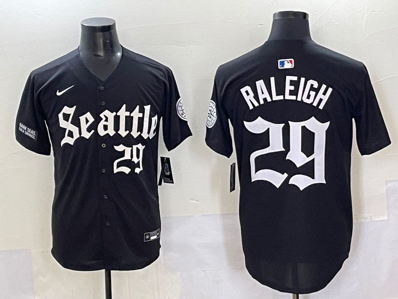 Men 2025 Seattle Mariners #29 Raleigh Black Five generations Joint Name Nike MLB Jersey style 6239